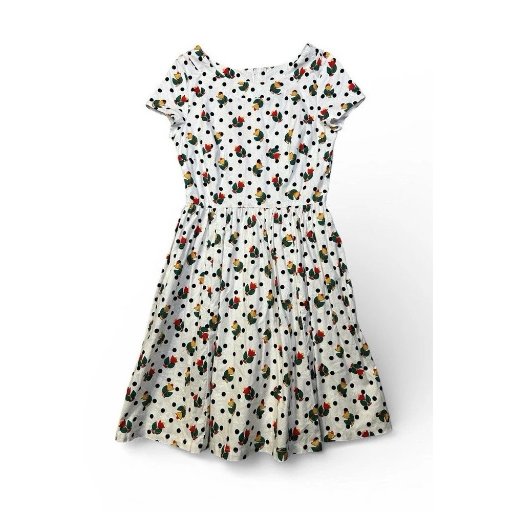Bea & Dot by Modcloth Vintage Floral Polka Dot Dress size Small S Pockets Retro